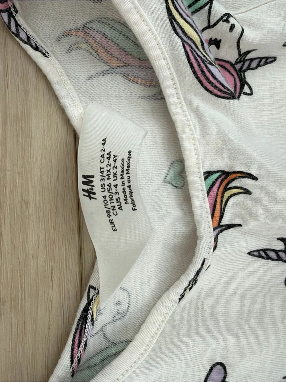 H&M White Unicorn Print Girls' Dress with Pink & Rainbow Accents